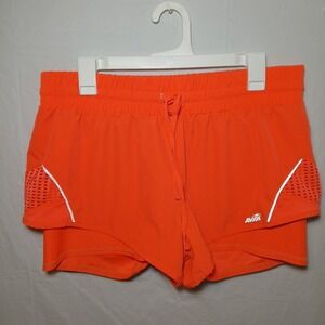 AVIA Large 12/14 Athletic Shorts Running Workout‎ Brief Under Orange Silver